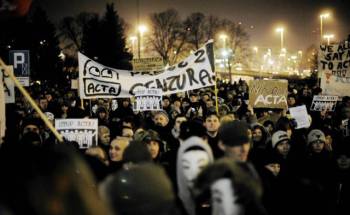 stop ACTA - manifestation in Wrocław; image found on the net